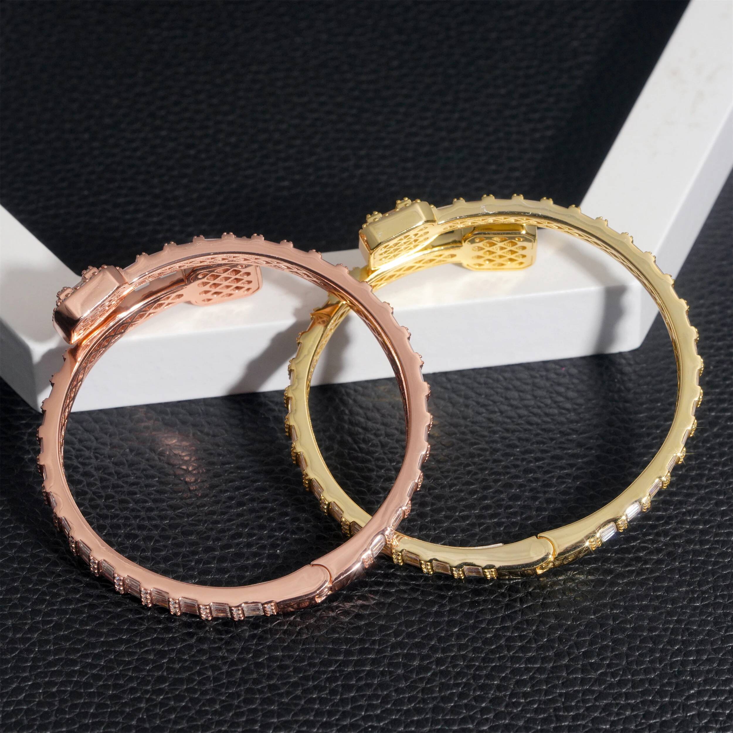 S925 Silver D Color Baguette Design Cuff Bracelet High Quality Drop Iced Out Moissanite Hip Hop Jewelry