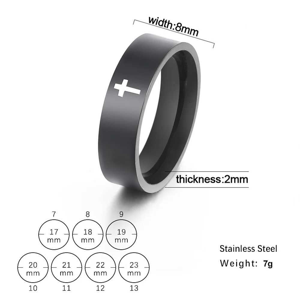 EUEAVAN Hip Hop Cross Couple Rings Women Men Stainless Steel 6mm/8mm Religious Christian Finger Ring Punk Party Jewelry Gifts S250716