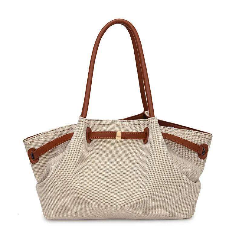 Vintage Contrast Color Underarm Shoulder Bag,Niche Designer Canvas Woven Women Tote Bag,Summer Shopper Dumpling Bucket Handbag