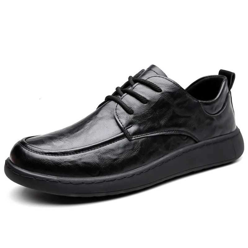 Big Size Spring New Mens Business Casual Leather Shoes High Quality Soft Soled Shoes for Men Fashion Black Lace Loafers W250716