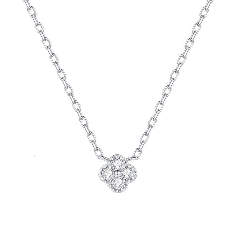 S Pure Sier Lucky Four-Leaf Flower Mini Necklace for Women, Niche Design, French Elegant Colorful Light Gift