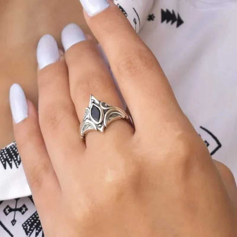 Simple Vintage Bohemian Eye of God Ring Opening Adjustable Index Black Finger Ring S250716