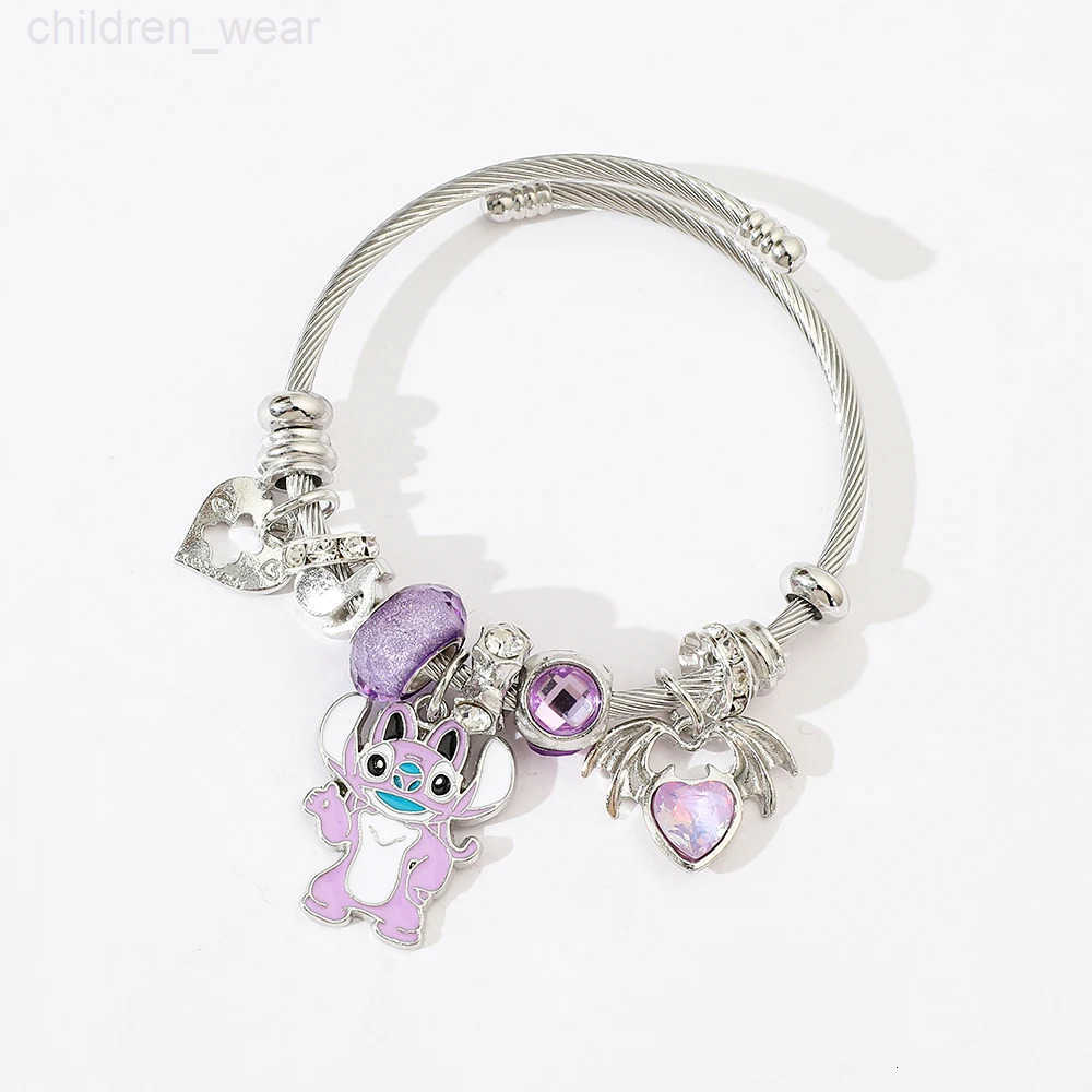Disney-Lilo Stitch Pendant Charm Bracelet Purple Beaded Bracelet Jewelry Accessory Gifts for Fans Fashionable and Cute W20250716