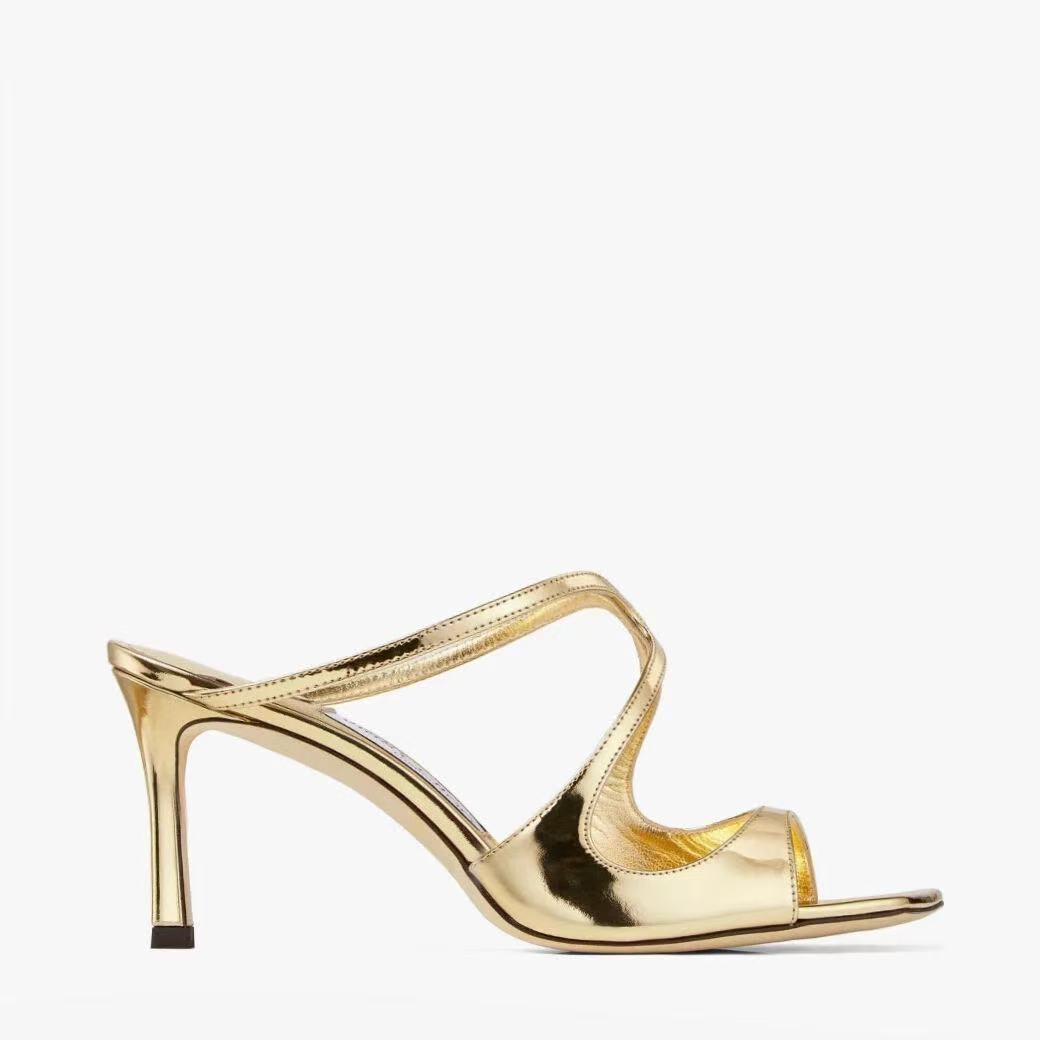 Designer Roman Slide Sandals - Slim Heel Square Toe Glitter and Metallic Evening Heels (6cm/8cm/9.5cm, Nude, Black, Mermaid and More)