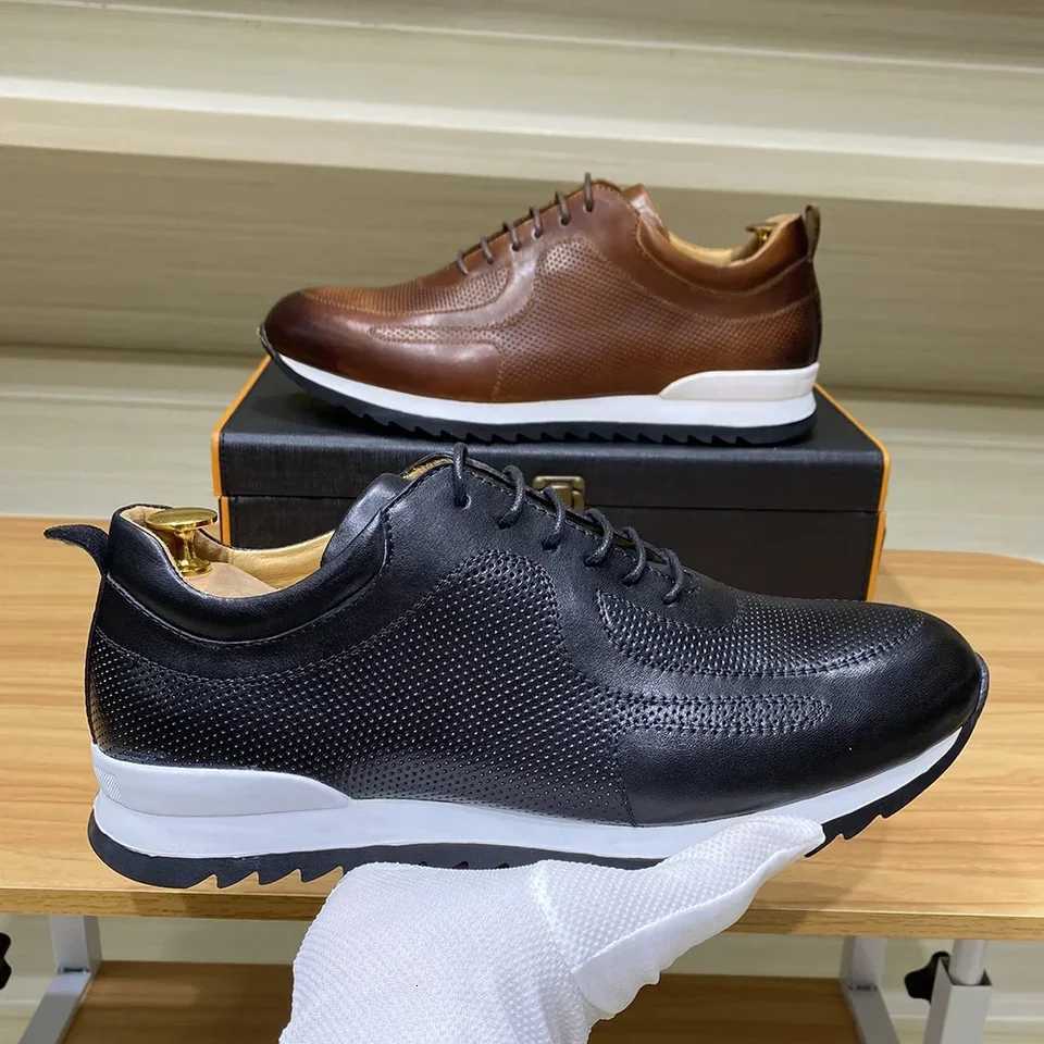 Luxury Mens Genuine Leather Sneakers Lace-Up Comfortable Oxford Classic Casual Shoes for Men Outdoor Street Travel Flat Footwear W250716