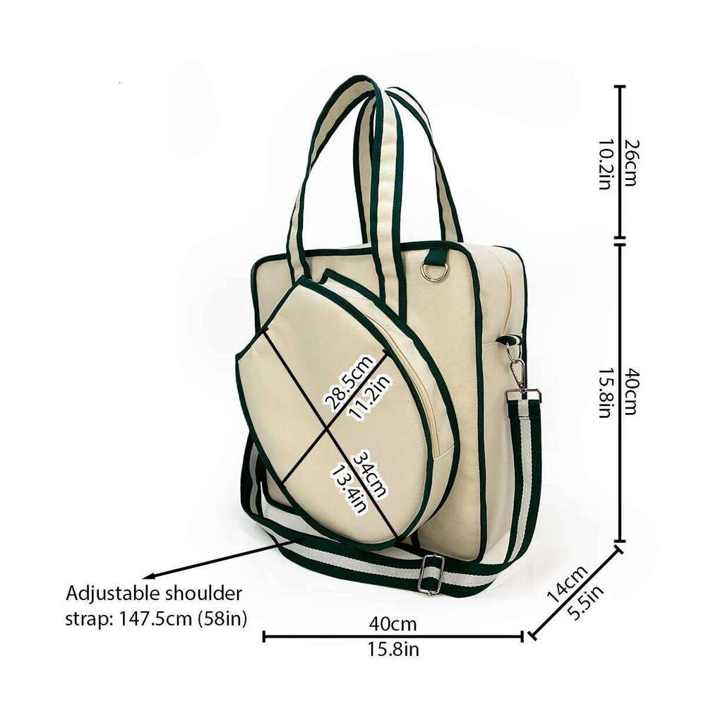 Large in Solid Color Beige Tote for Men and Women High Quality Canvas Tennis Racquet Should Bag