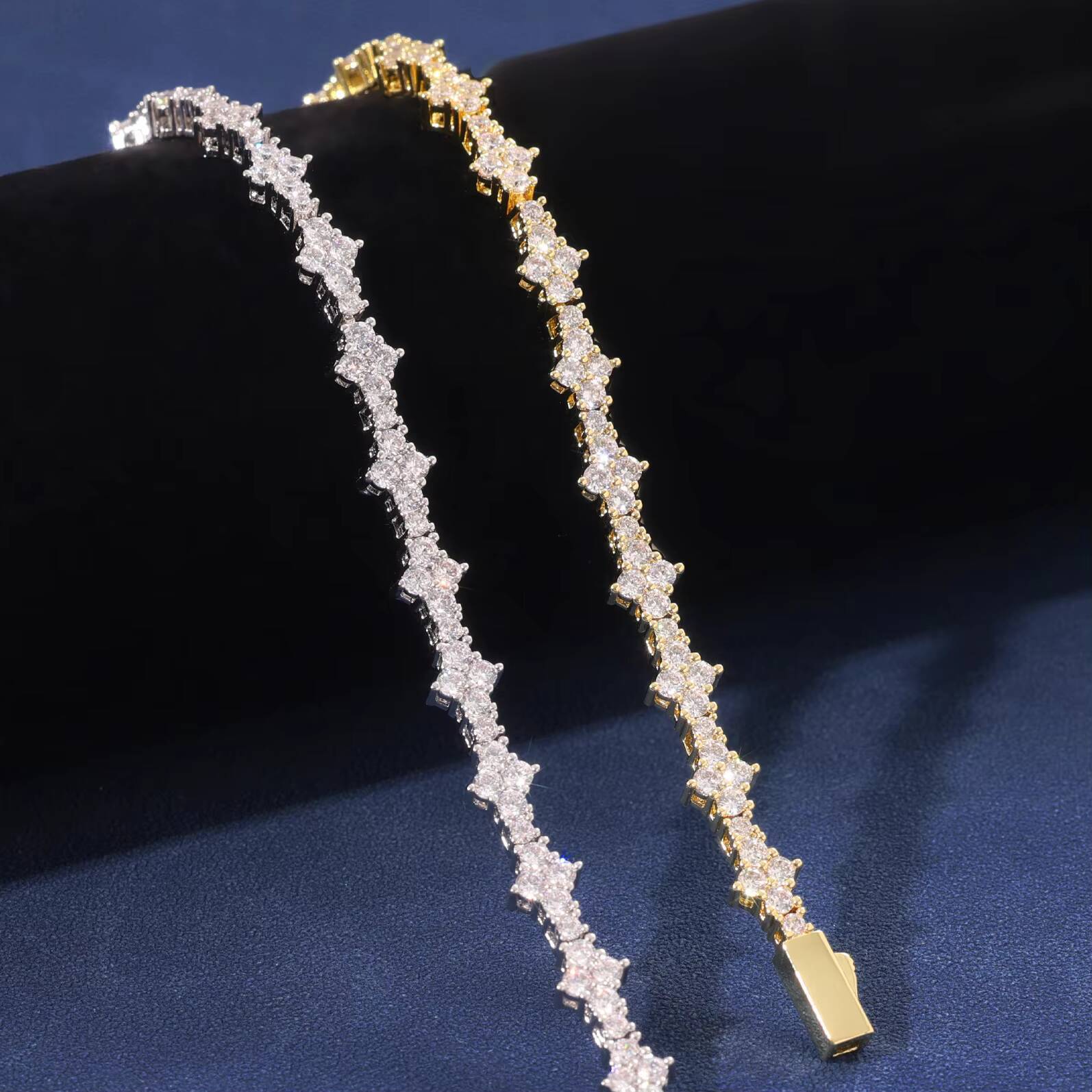 Mens Womens Wedding Honeycomb Charms Bracelet New Arrival Classic Flower Tennis Bracelet Rhodium Plated Bangles