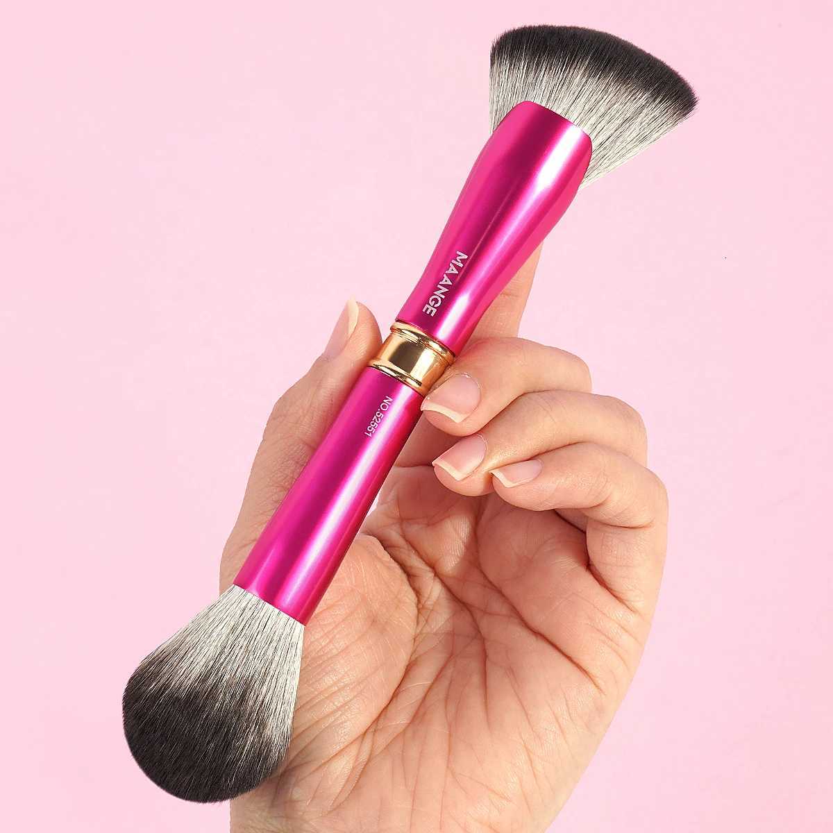 2-in-1 Double-head Fan Makeup Brush Round Top Brush for Liquid Cream Powder Cosmetics Blending for Mothers Day Gift Travel GiftXJ2500716