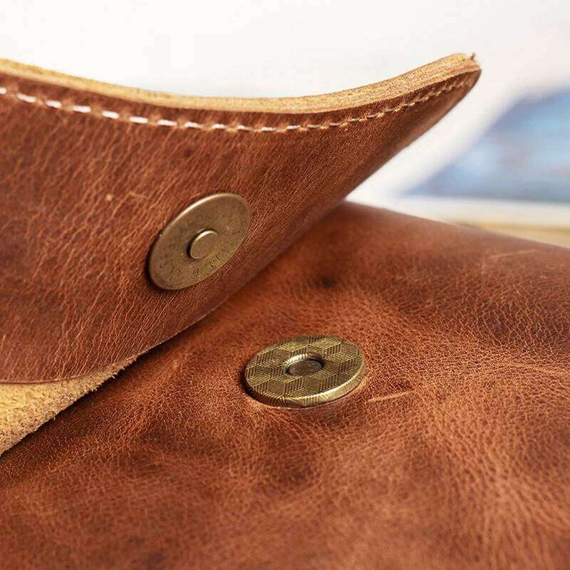 Crazy Horse Leather Small Vintage Sling Crossbody Man Flap Locking Shoulder Simple Men's Phone Key Pocket Bag