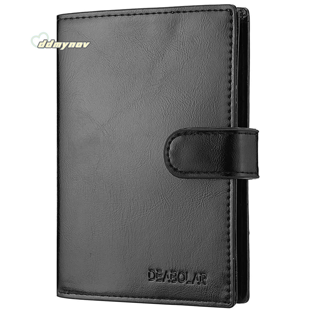 High Capacity Mens Passport Leather Wallet Multiple Slots and A Clear ID Window Vintage Business Card Bag ddmynov