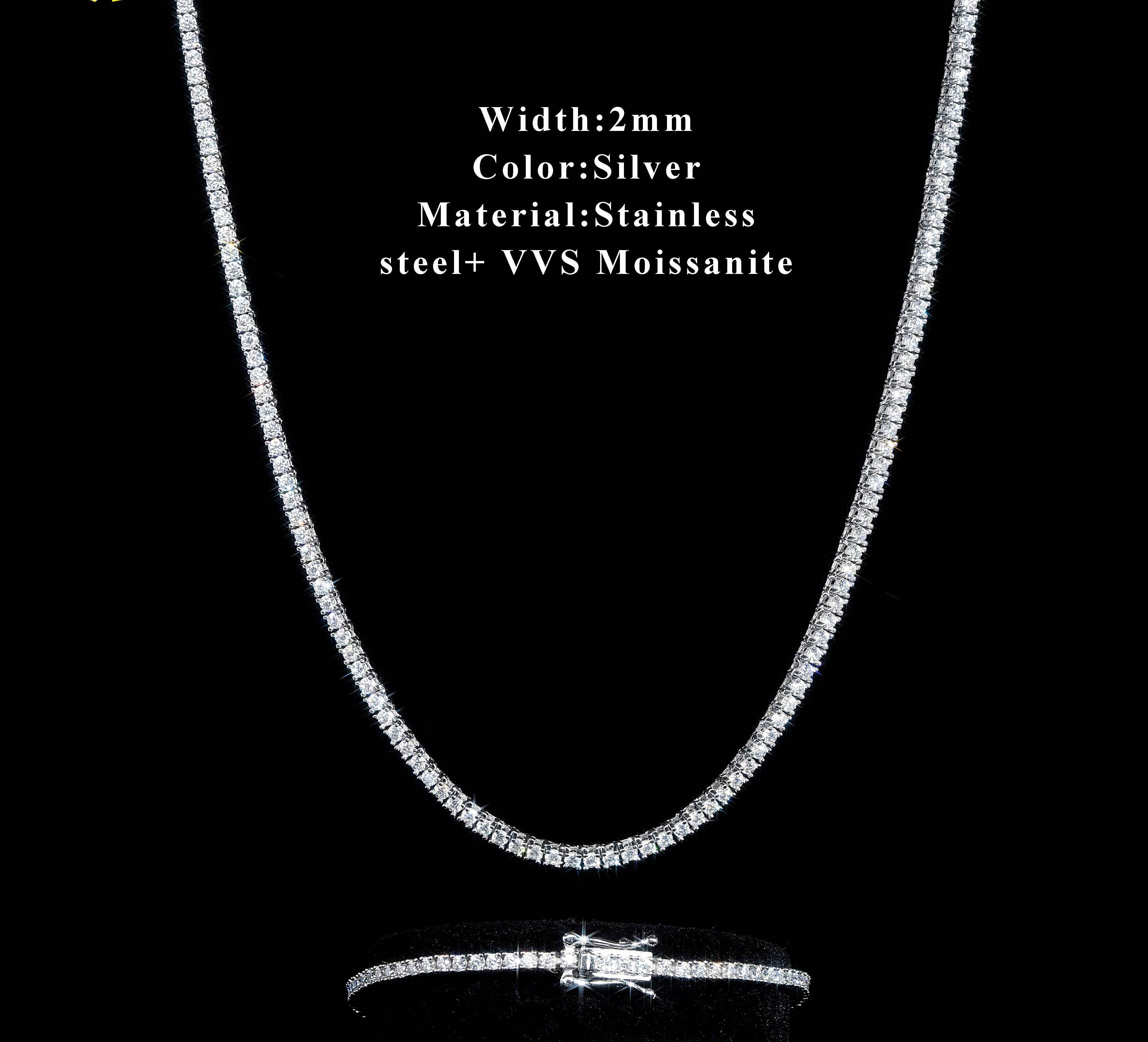 Wholesale Factory Price Hip Hop Iced Out 2mm 3mm 4mm 5mm 6.5mm 925 VVS Moissanite Tennis Chain