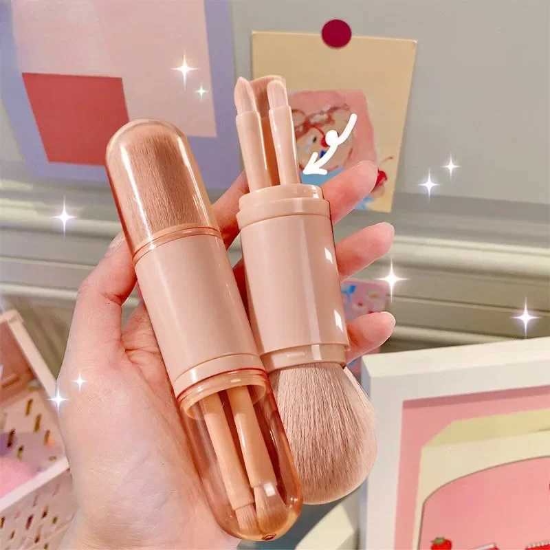 4in1 Travel Makeup Brushes Set Retractable Kabuki Brush and 3 Small Brushes for Eyes with Soft Small Portable for Makeup Touchup XJ2500716