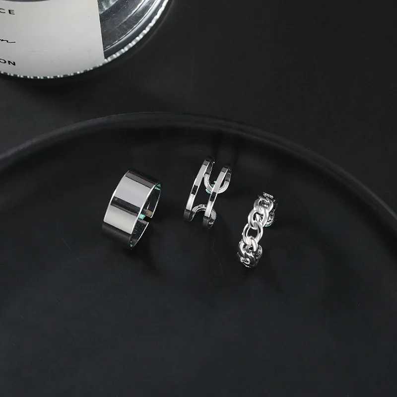 10Pcs Punk Simple Rings Set Silver Color Geometric Hollw Wide Ring Set Womens Vintage Joint Hiphop Finger Rings Jewelry S250716