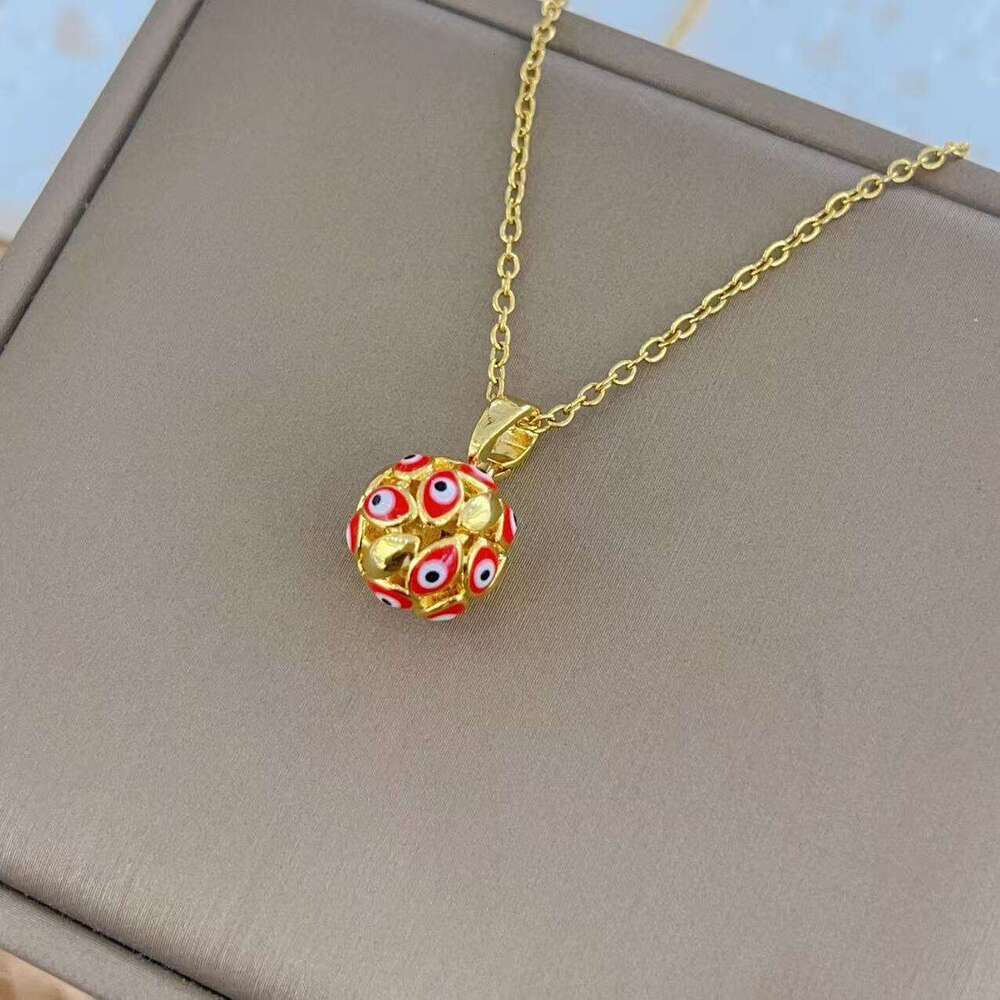 Exaggerated Design Round Ball Demon Necklace For Women Hot-Selling Eye Titanium Steel Collarbone Chain E9a