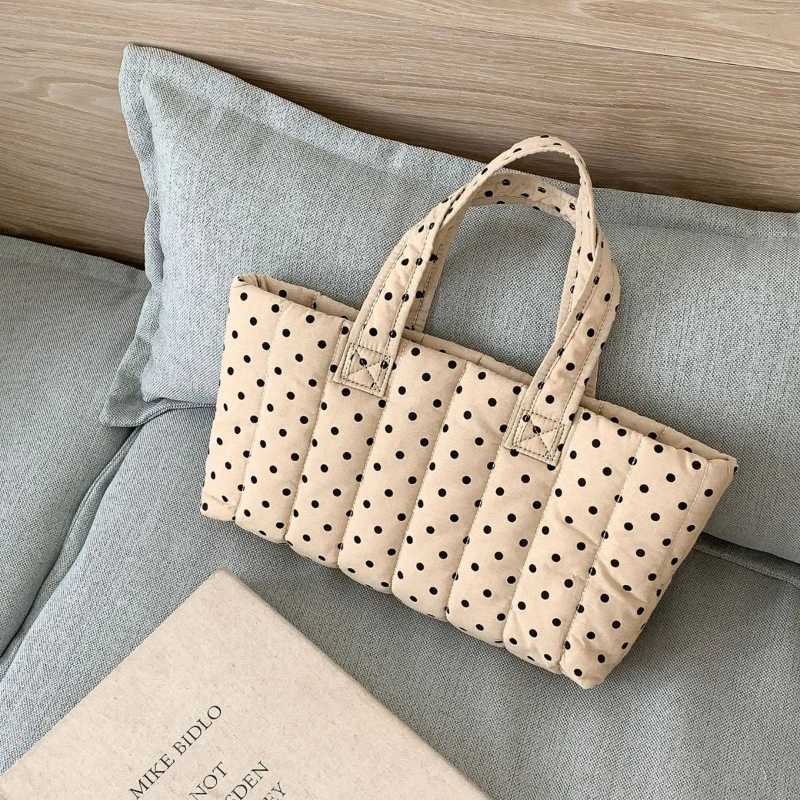 Polka Dot Handbag New Large Capacity Cotton Tote Bag Red Polka Dot Shoulder Bag Versatile Niche Design Commuting Handbag