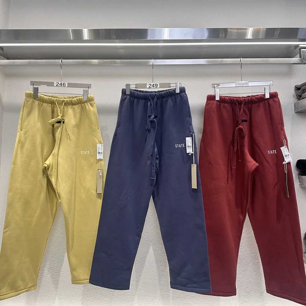 Autumn Collection Sweatpants Men Women Hip Hop Streetwear State Letter Print Drawstring Pants Best Quality Wide Leg Trousers y250716