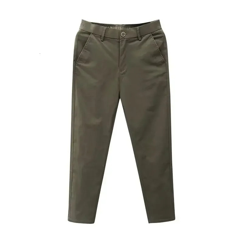 Mens Casual Trousers Summer Trendy Thin Cotton Small Straight-leg Pants Business Cropped Pants Style 250715