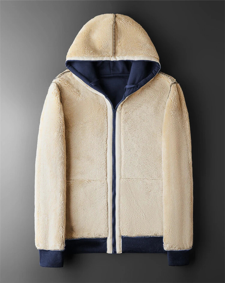 Winter Lambswool Zipper Hoodies Thicken Warm Jackets Long Sleeve Sweatshirts Casual Sports Fleece Black Coats Hooded Men Coat To 250716
