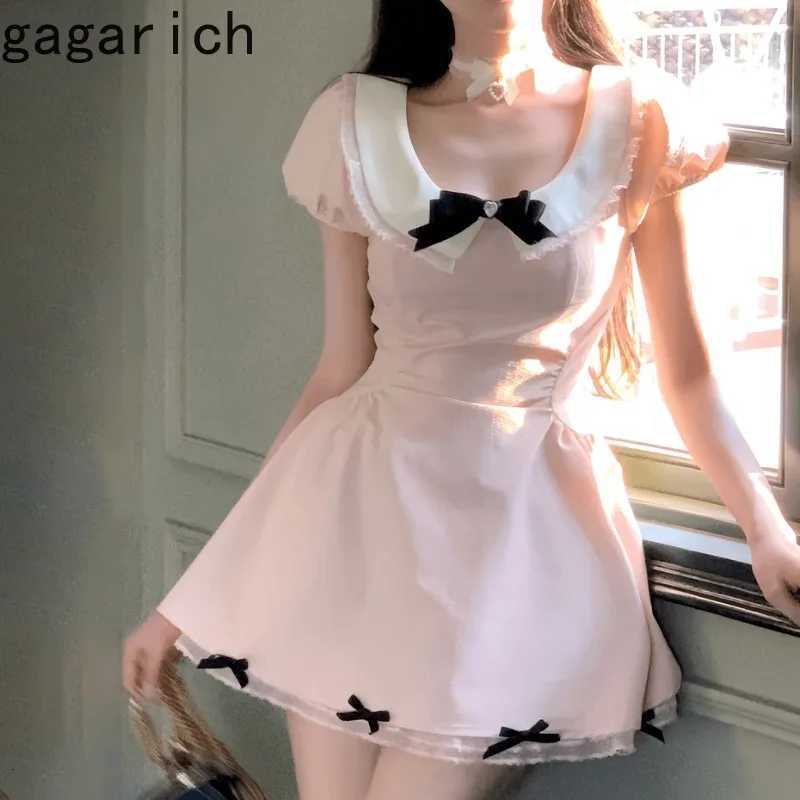 2025 Summer Women New Gentle Lace Sweet Fresh Slimming Temperament Bow A-line Short Dresses R250716