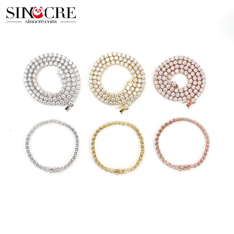 5mm Moissanite Tennis Chain Necklace Bracelets For Women Men