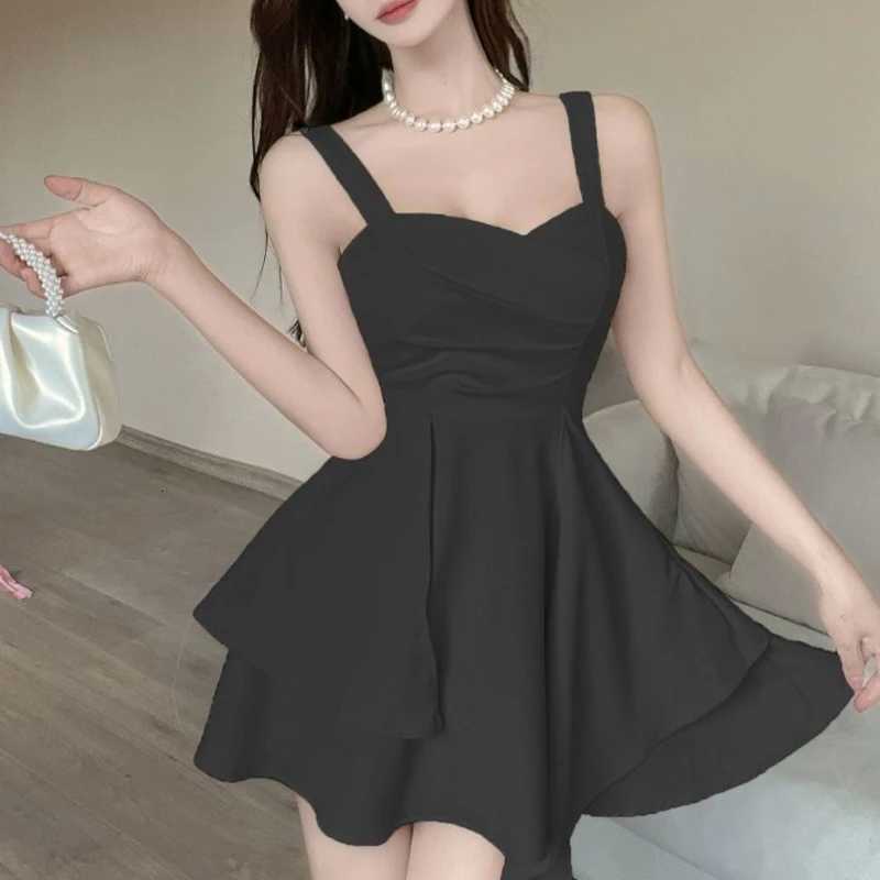 Women Sexy Backless Ruched Irregular Elegant Party Dresses Summer Strap Sleeveless High Waist Slim Sweet Club Mini Dress Vestido R250716