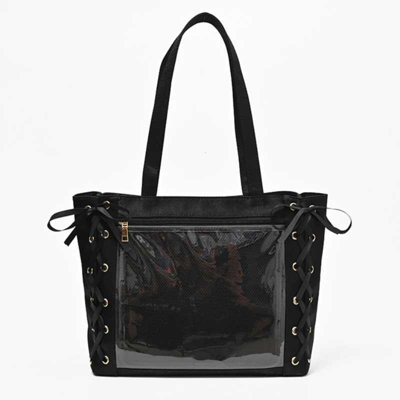Japanese Girls Itabag Large Capacity PU Leather Shoulder Bag 2025 Bow Ribbon Lolita JK Handbags Ita Bag Y2K Handbags