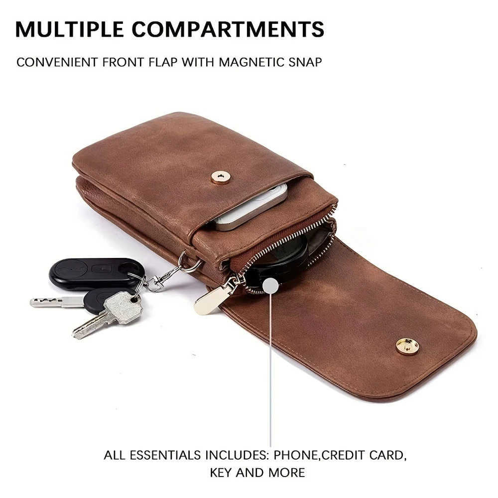 Fashionable and minimalist PU leather womens crossbody bag designer mobile phone bag small change bag womens single shoulder bag M250716