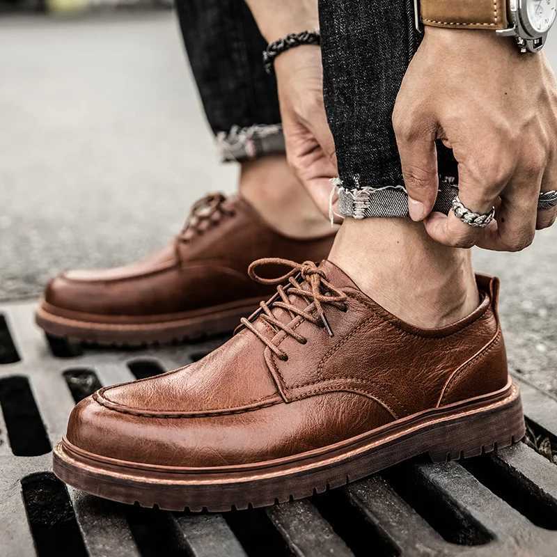 2025 Retro Mens Casual Shoes Fashion Leather Footwear New Style Slip-On Comfortable Men Genuine Leather Work Business Casual Shoes W250716