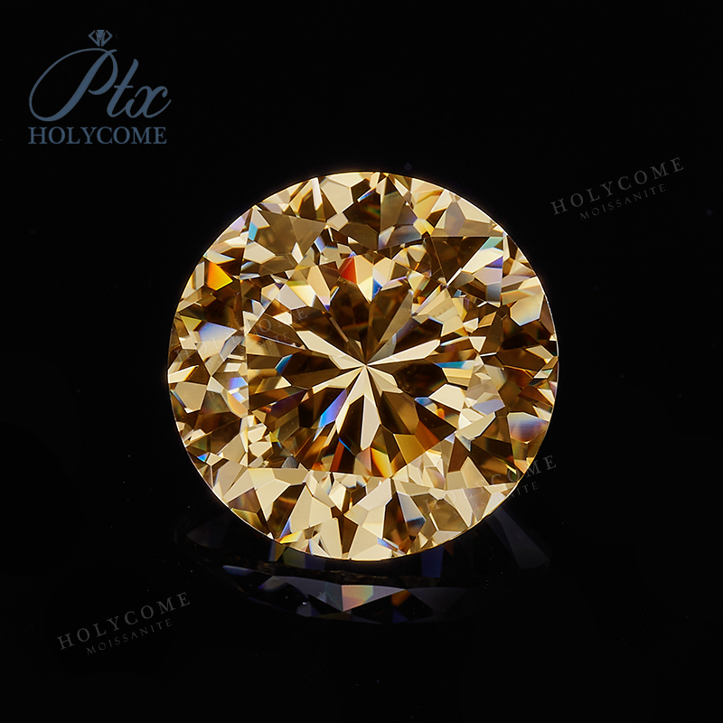 Round Nine Hearts One Flowers Cut Good Fire Original Color Champagne VVS1 Loose Synthetic Diamond Moissanite Stones for Jewelry Design