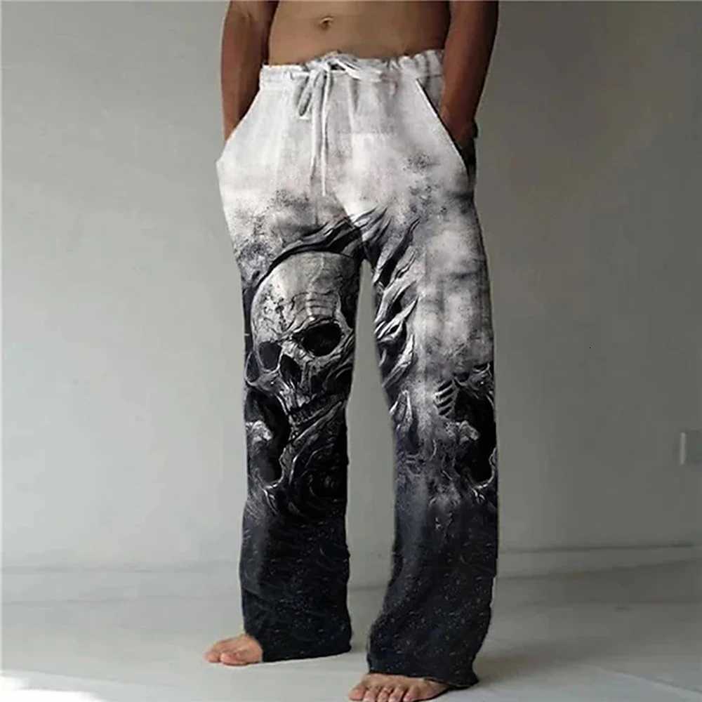 Mens Trousers Summer Pants Beach Pants Drawstring Elastic Waist 3D Print Skull Graphic Prints Casual Daily Holiday Streetwear y250716