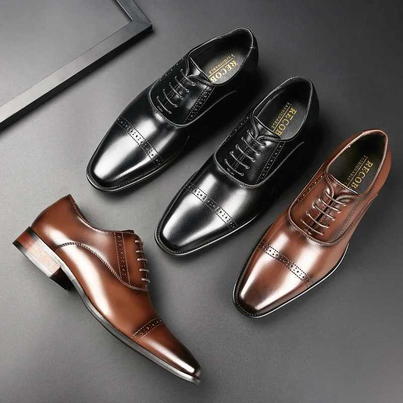 Slip-on Dress Shoes for Men Genuine Leather Oxfords Mens Luxury Brogue Shoes Carved Formal Shoes Male Wedding Party Shoes W250716