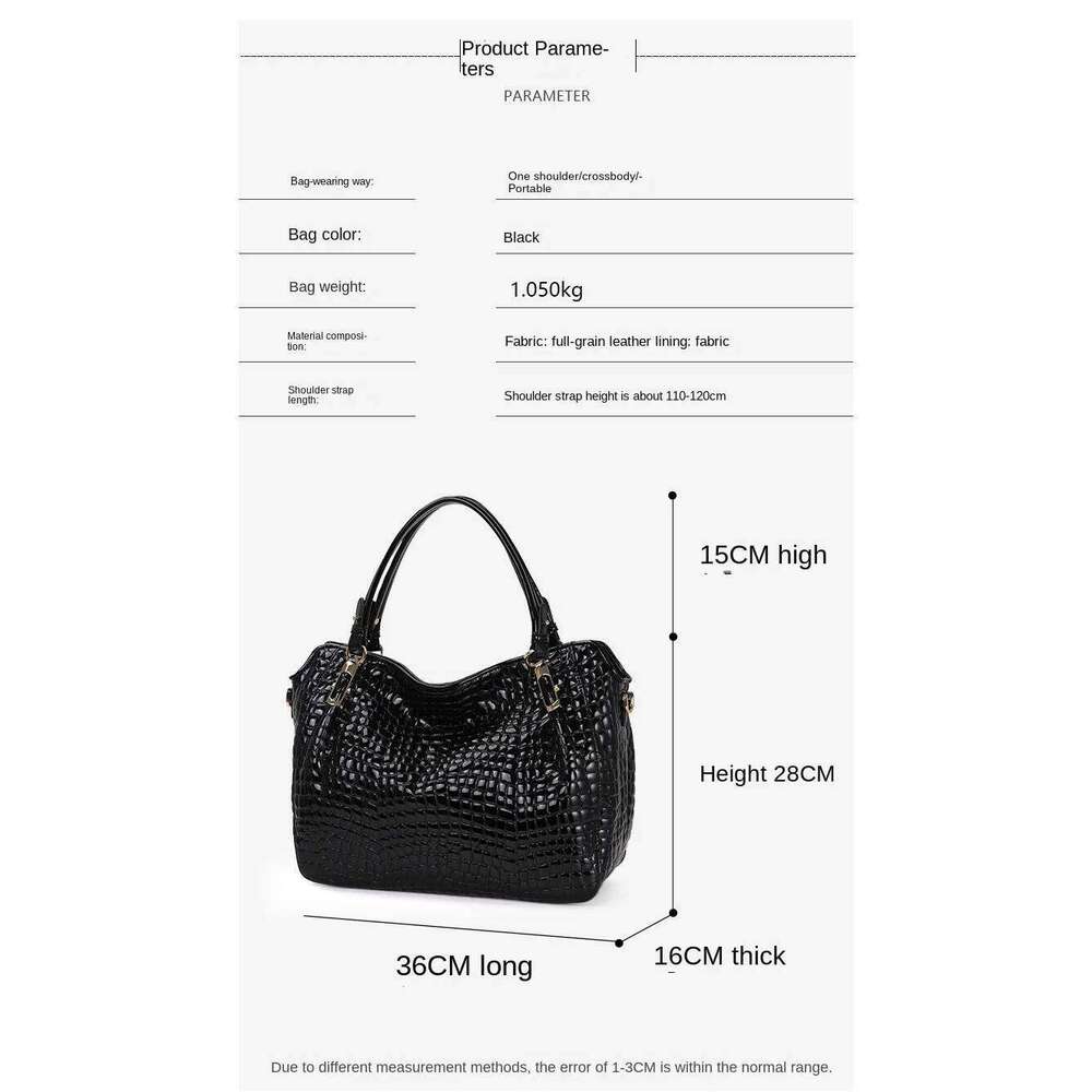 Crocodile Pattern Leather Women's Handbags Lady Fashion Commuter Large Capacity Tote Bag Shoulder Messenger Bags 2023 New