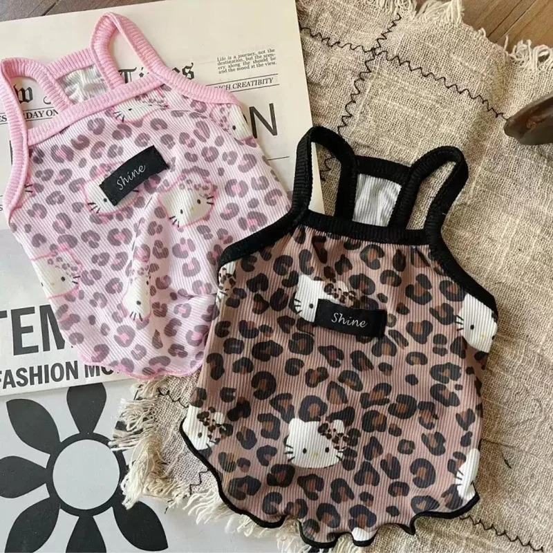 Spring Summer Pet Clothes Spice Girls Wind Suspenders LeopardPrint Kitty Ice Silk And Cool Fabrics Cats Dogs Wear Them 250711