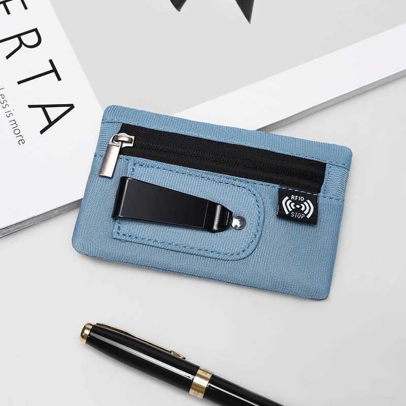 Mini Coin Purse Simple Fabric Pouch with Zipper Belt Clip Non-braided RFID Blocking Money Bag Organizer for and Coins
