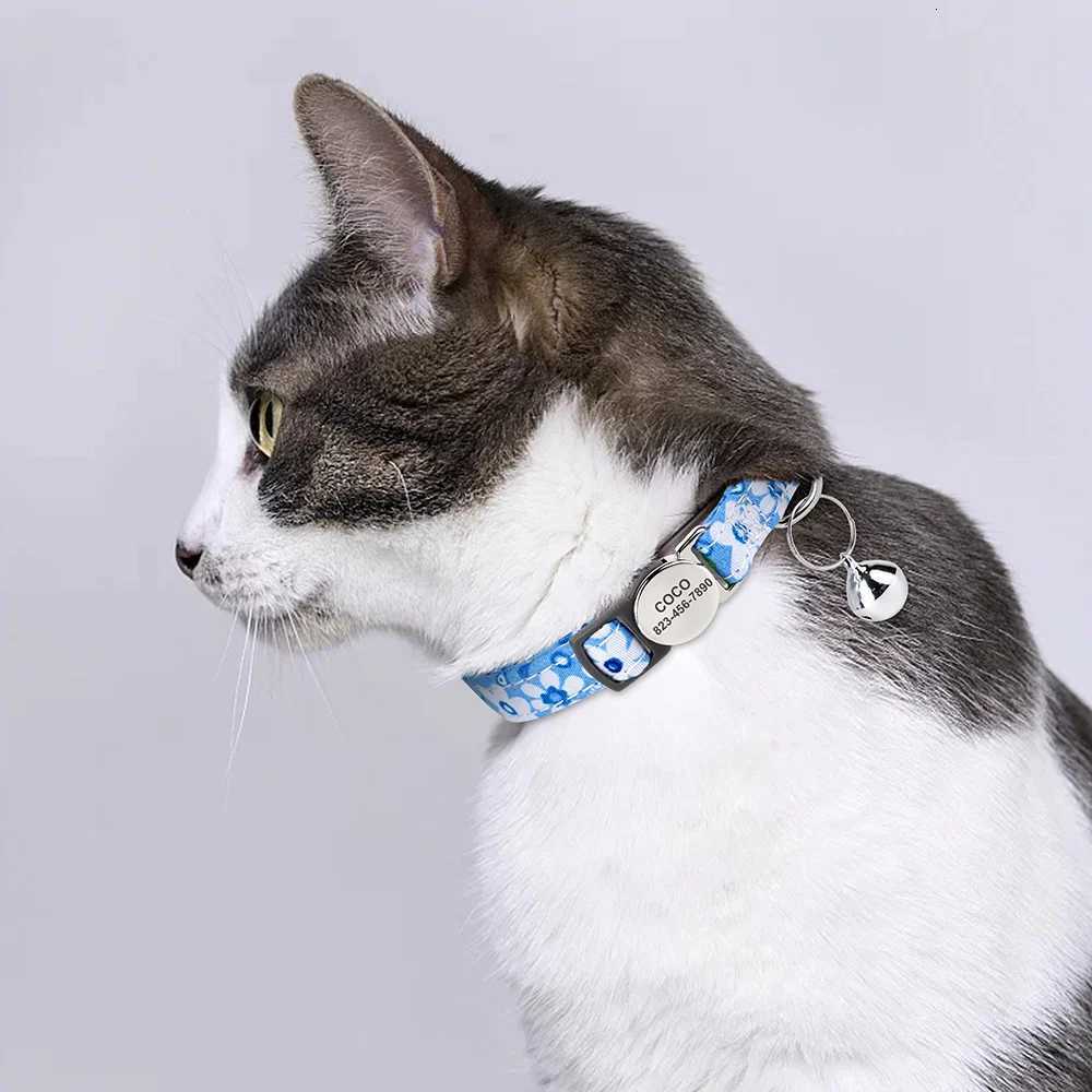 ute Nylon Cat Collar with Bell Personalized Cats Collars Free Safe Breakaway Kitten Necklace Chuitsk Release For Cats LL250716