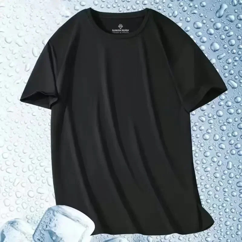 Mens T-shirts Summer Cooling Ice Silk T-shirts For Men Short Sleeve Breathable Fitness Sports Shirt Quick Dry Running Clothing 250715