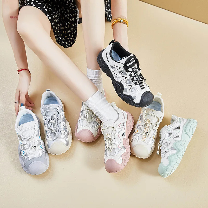 Womens Thick Soled Round Toe Low Top Skateboard Shoes with Mesh Fabric Comfortable and Breathable Low Top Casual Sports Shoes 250712