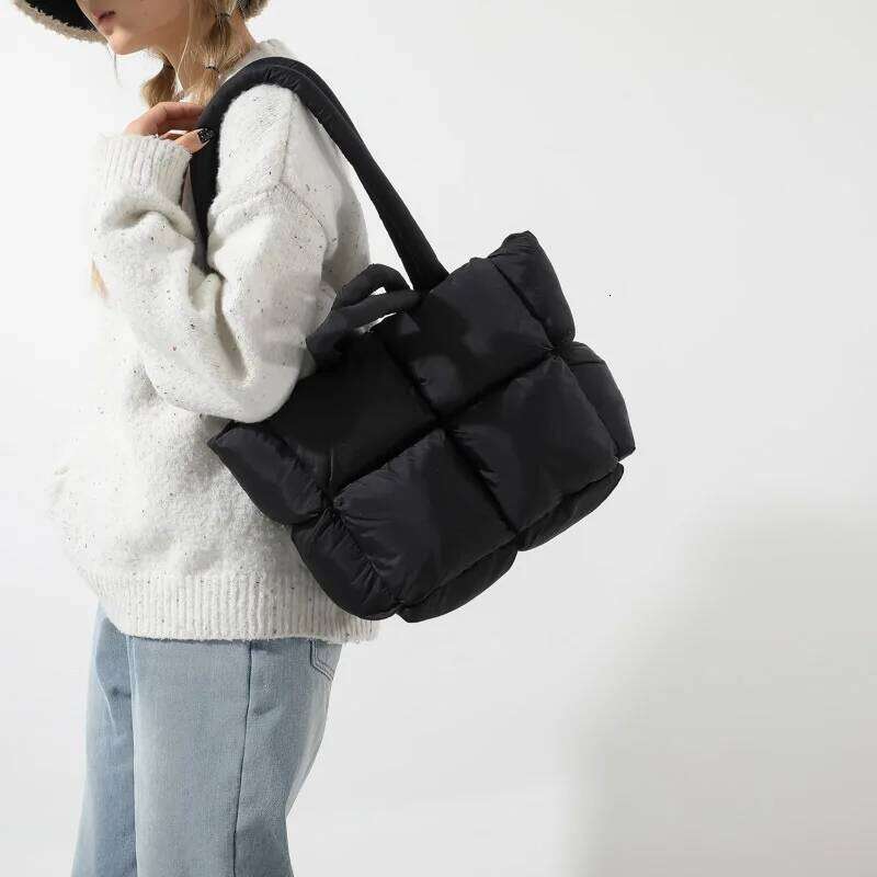 Fashion Soft Puffer Tote Designer Quilted Women Shoulder Bags Nylon Padded Lady Handbags Down Cotton Warm Winter Shopper Bag