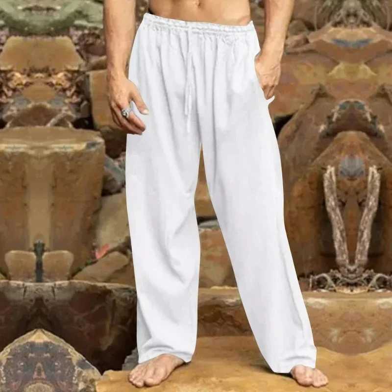 New Mens Spring and Autumn Leisure Solid Color All Pull Rope Straight Leg Wide Leg Pants Quick Dry Breathable Jogging Pants y250716