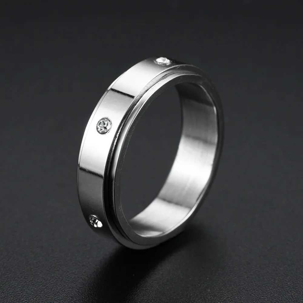 Stainless Steel Rotating Anxiety Fidget Spinner Rings For Couples Worry Stress Relief Metal Rock Band Ring Anillo Antiestres S250716