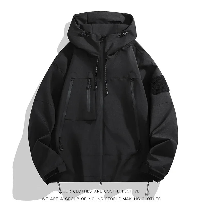Outdoor Mens Jacket Spring Autumn American Style Functional Trendy Magic Patch Couple Loose Fit Hooded Clothing 250716