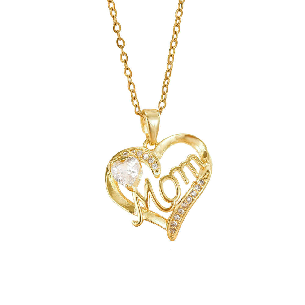 Fashion Heart-Shaped Mom Pendant For Women, Personalized Letter Necklace, Mother's Day Gift, Collarbone Necklace A65