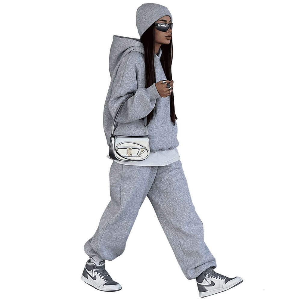 Autumn Winter New Women's Casual Comfortable Sports Style Hoodie And Jogger Pants Sweatshirt Set B5
