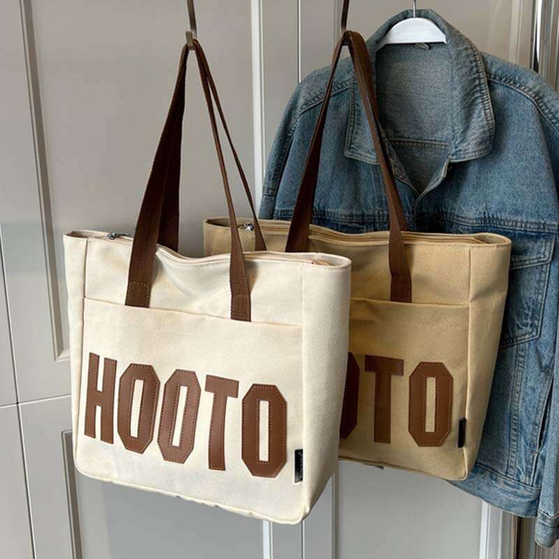 Leather Bag Bucket Bag Tote Bag Korean Style Large Capacity Canvas Female Students Shoulder Bag Class White Tote Bag Portable Handbag For W