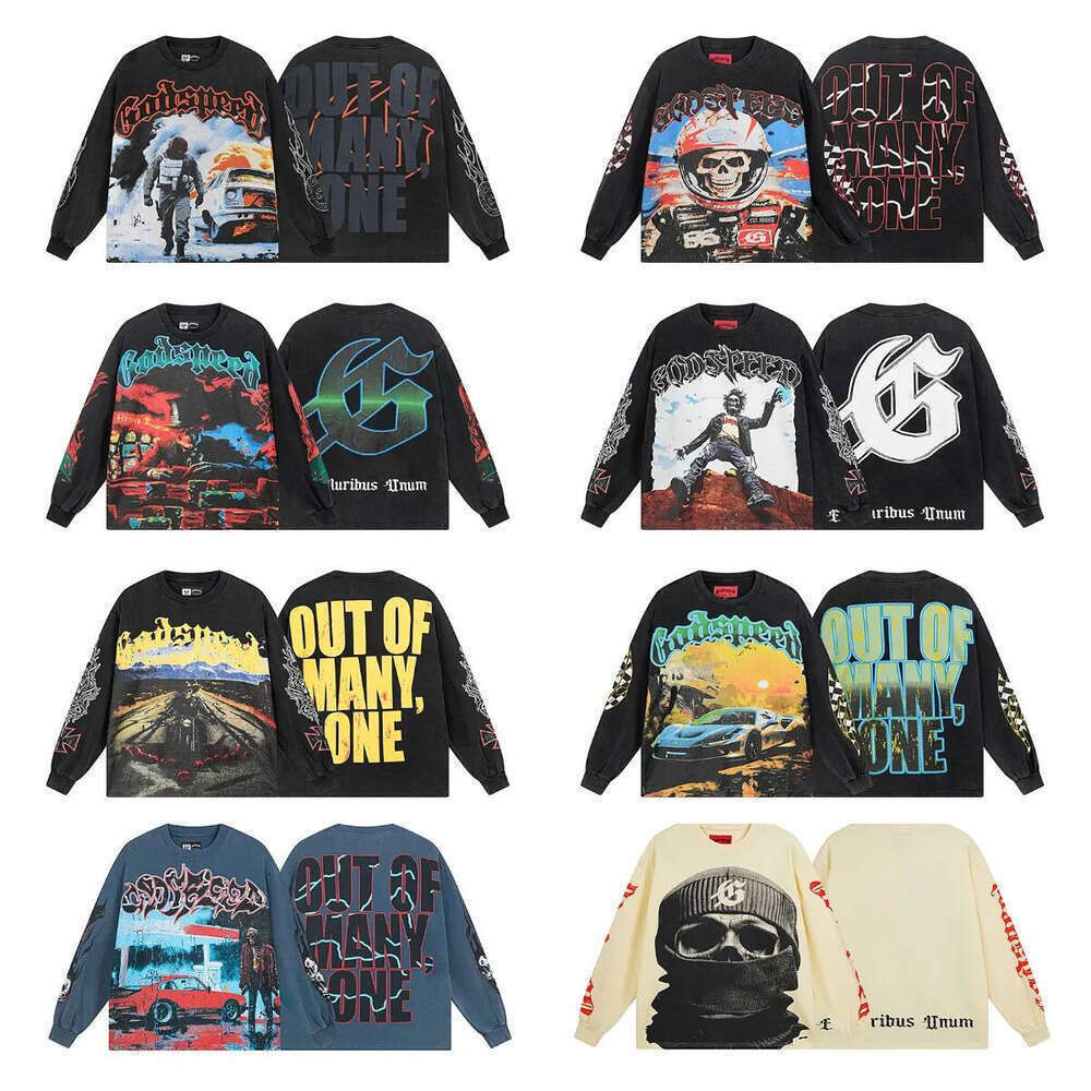 Godspeed Shirt Mens Long Sleeve Mens Top Spring Round Neck Graphic Sweatshirt Mens C High Street Lothing Tops Tee Shirts For Men Designer Mens God Speed T Shirt Dc6