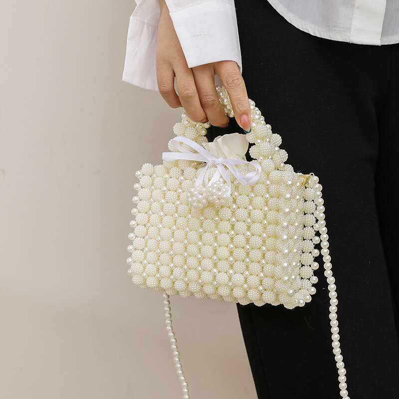 Little Fairy New 2025 Fashion Beaded Woven Ins Internet Celebrity Handheld Crossbody Stylish Tote Bag