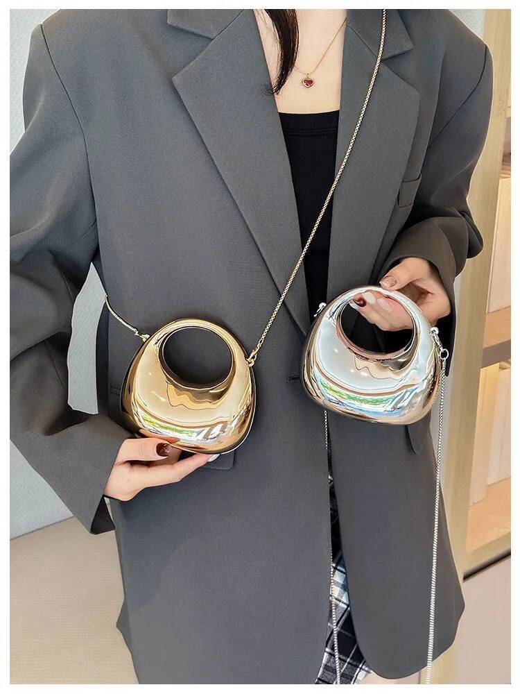 Mini Golden Evening Bag Purses And Handbags Designer Shoulder Bags Funny Shape Party Wedding Acrylic Shiny Clutch Purse