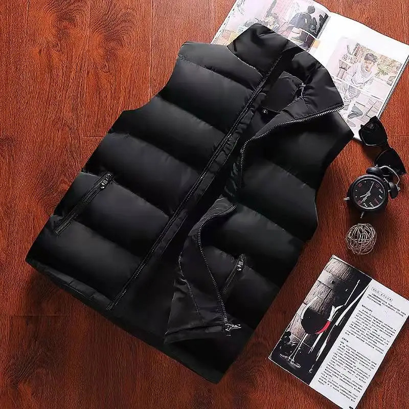 Mens Vest Jacket Warm Sleeveless Jackets Winter Waterproof Zipper Coat Autumn Stand-up Collar Casual Waistcoat Clothing 250716