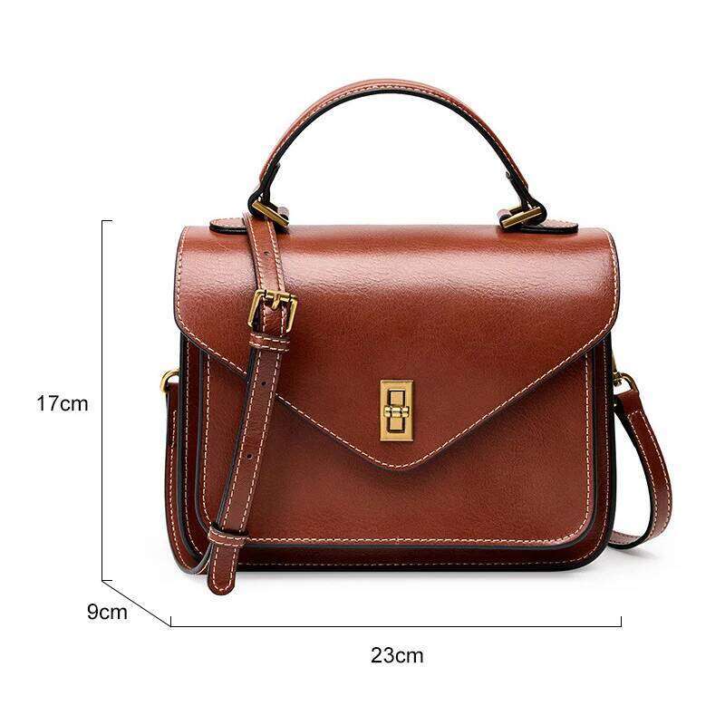 High-Quality Real Cowhide Women Shoulder Designer Retro Small Tote Bag Ladies Crossbody Bags Female Classic Satchels