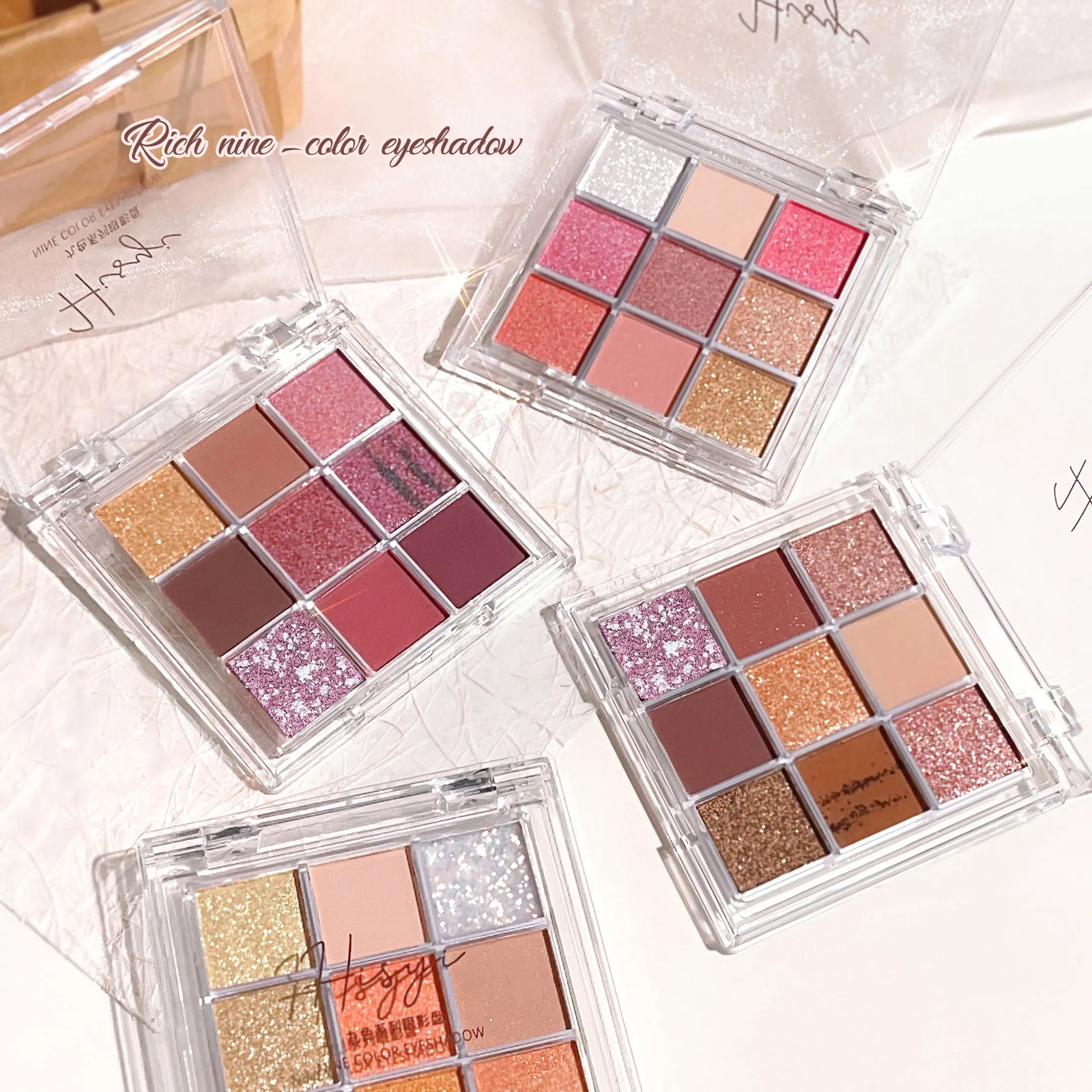 Hisyi Crispy Rice Nine-Colour Eyeshadow Palette Matte Pearlescent Glitter Earth tones are not easy to remove 250712